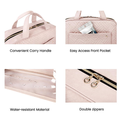 BAGSMART Large Toiletry Bag Travel Bag with Hanging Hook, Water-resistant Makeup Cosmetic Bag Travel Organizer for Accessories, Shampoo, Full Sized Container, Toiletries