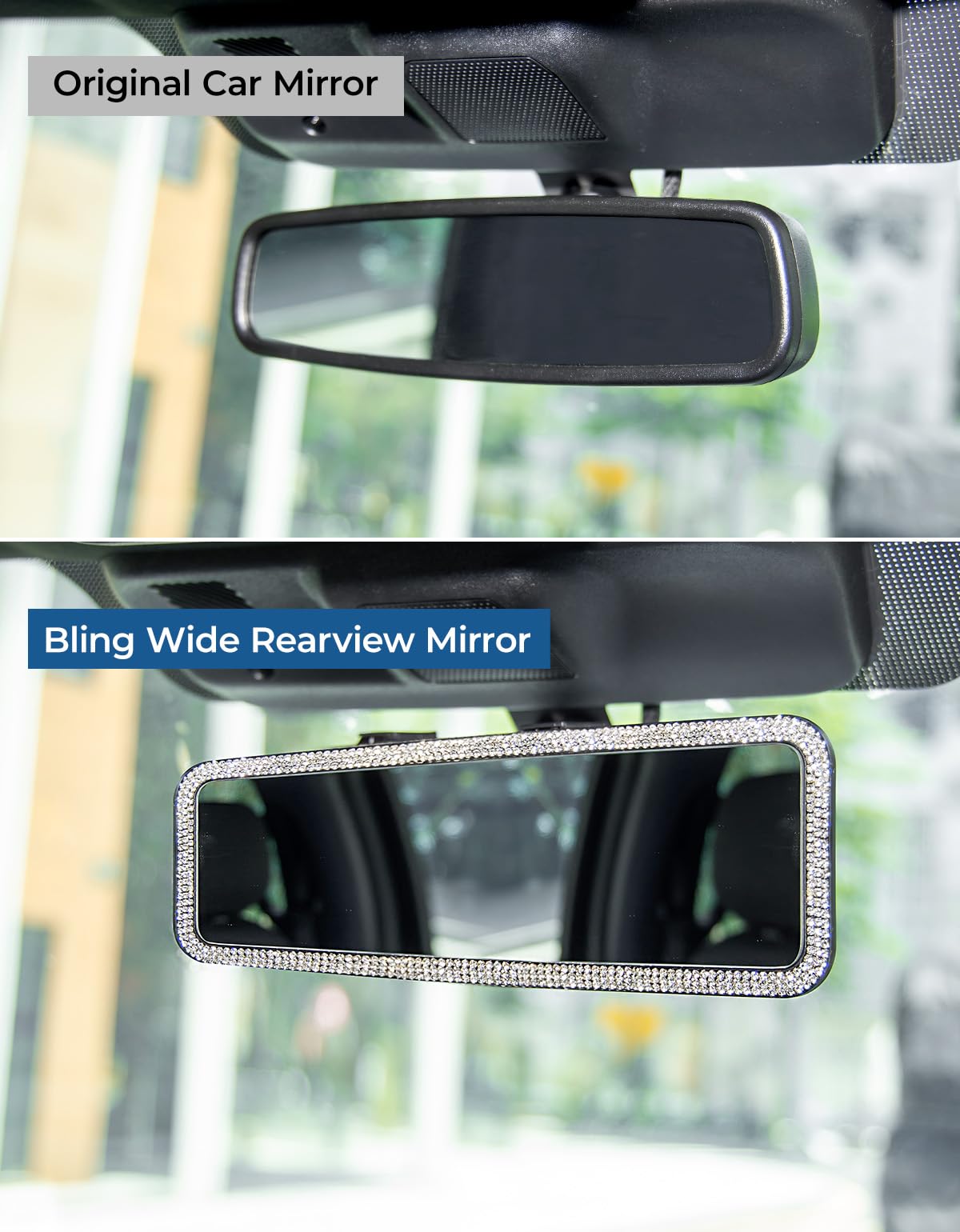 JOYTUTUS Rear View Mirror, Universal 12 Inch Panoramic Convex Rearview Interior Clip-on Wide Angle Mirror to Reduce Blind Spot Effectively for Car SUV Trucks - Blue
