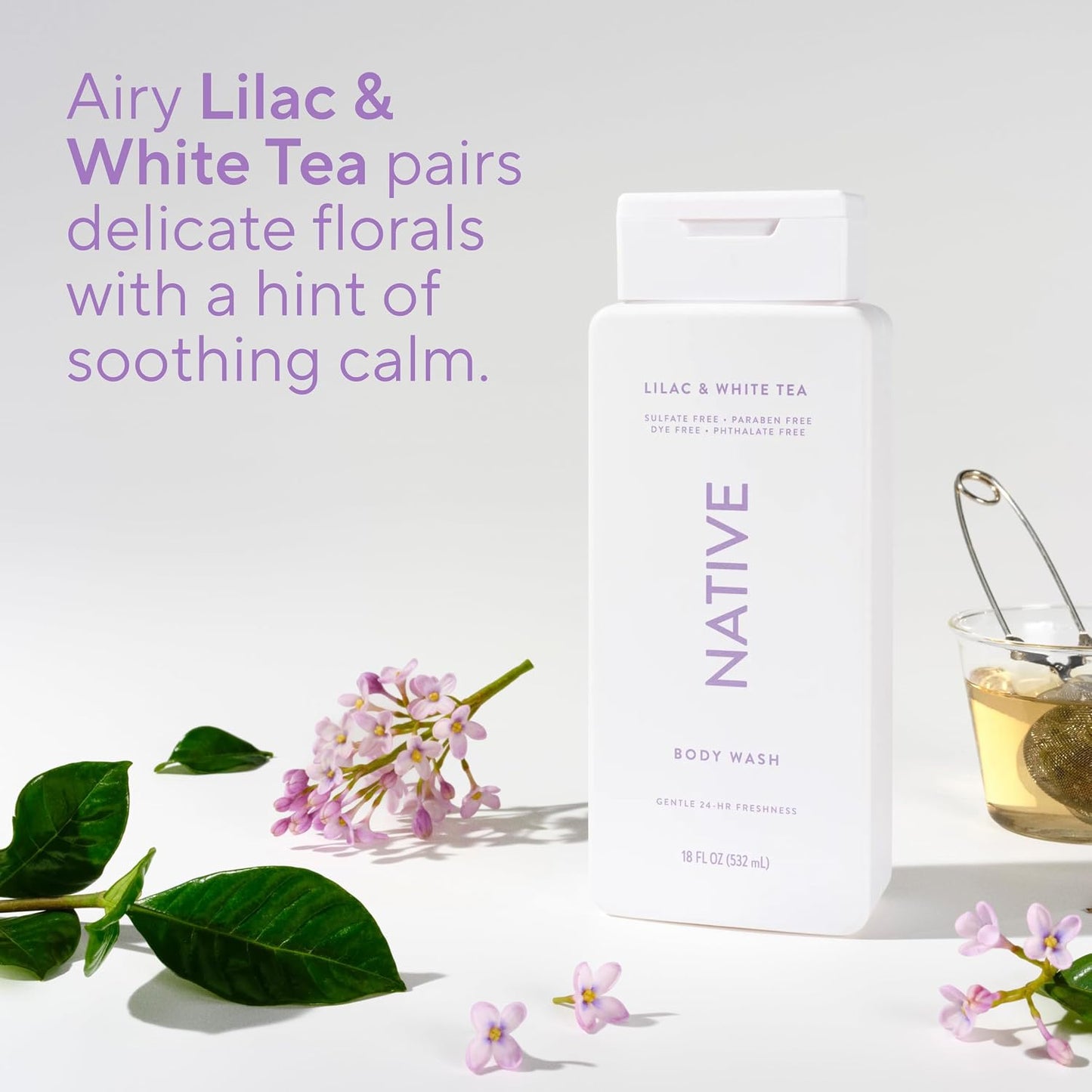 Native Clean Body Wash, Gentle & pH-balanced for Sensitive Skin, 24-Hr Freshness for Women & Men, Vegan & Cruelty-Free, Free of Sulfates, Parabens & Phthalates, Cashmere & Rain, 18 fl oz