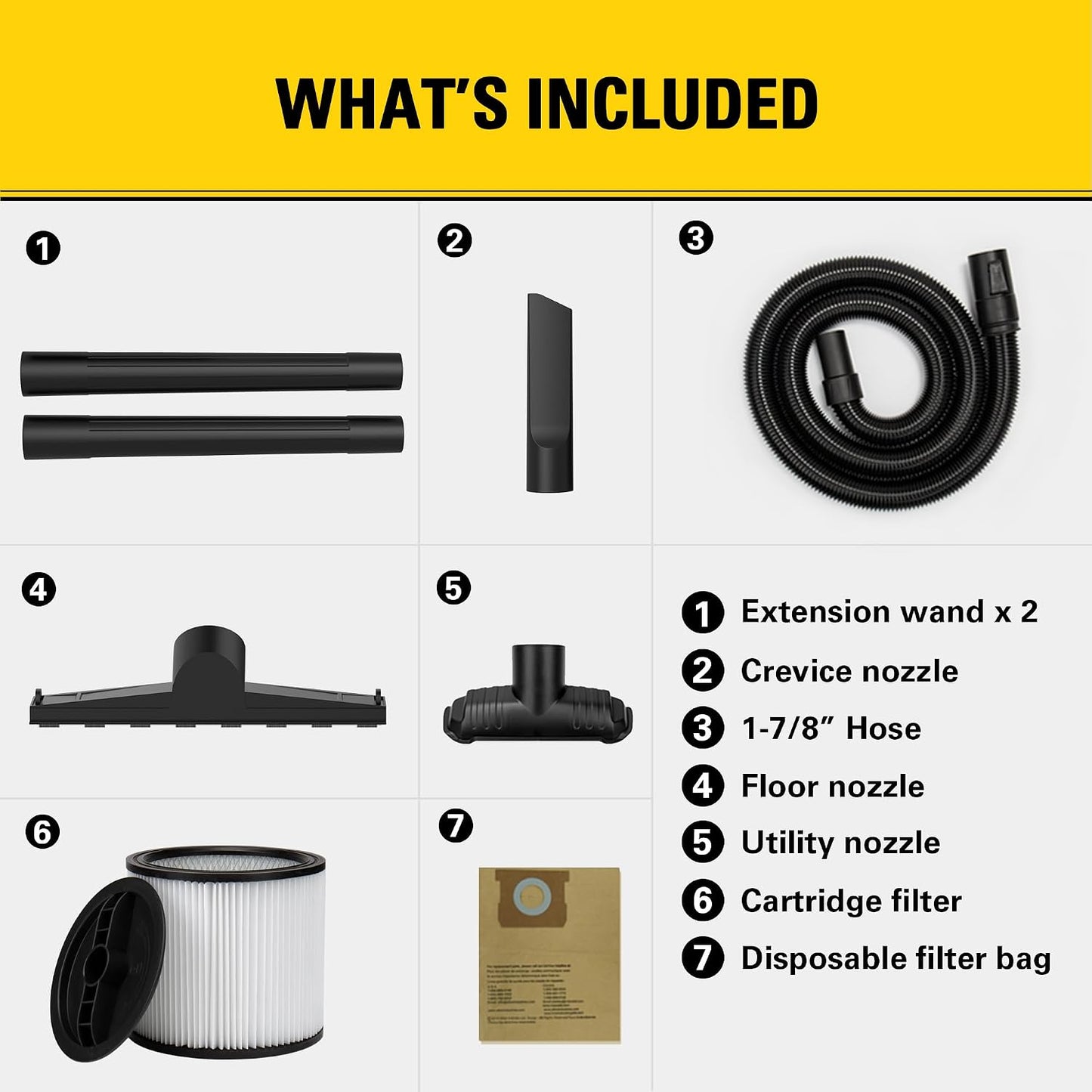 STANLEY Shop Vac SL18115P, 5 Gallon Peak 4 Horsepower Wet Dry Vacuums, Blower 3 in 1 Functions 15 Feet Cleaning Range for Garage, Carpet Clean, Shop Cleaning, Car Detailing with Attachments