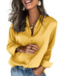 Zeagoo Satin Blouses for Women Silk Button Down Shirts Long Sleeve Tops