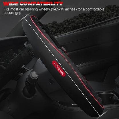 Ouzorp Car Steering Wheel Cover, Microfiber Leather Steering Wheel Covers with Anti-Slip Lining, Universal 14.5-15 inchs Black