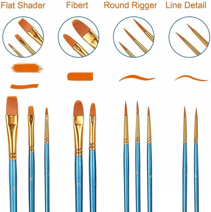 AROIC 10 Pcs Paint Brushes, Acrylic Oil Watercolor Painting Brush Set
