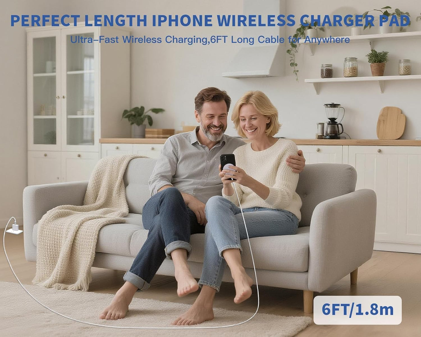 Magnetic Wireless Charger for iPhone,2 Pack Apple Magsafe Charger 10FT Long