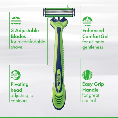 Gillette Sensor3 Sensitive Men's Disposable Razor, 1 Razor - Case of 36