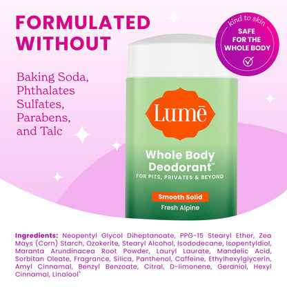 Lume Whole Body Deodorant - Solid Stick - 2.6 oz, 2 pk (Soft Powder)