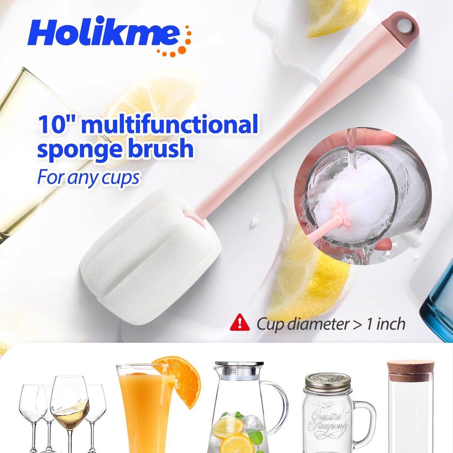 Holikme Bottle Brush Tube Cleaning Lab Set with Long Handle,White