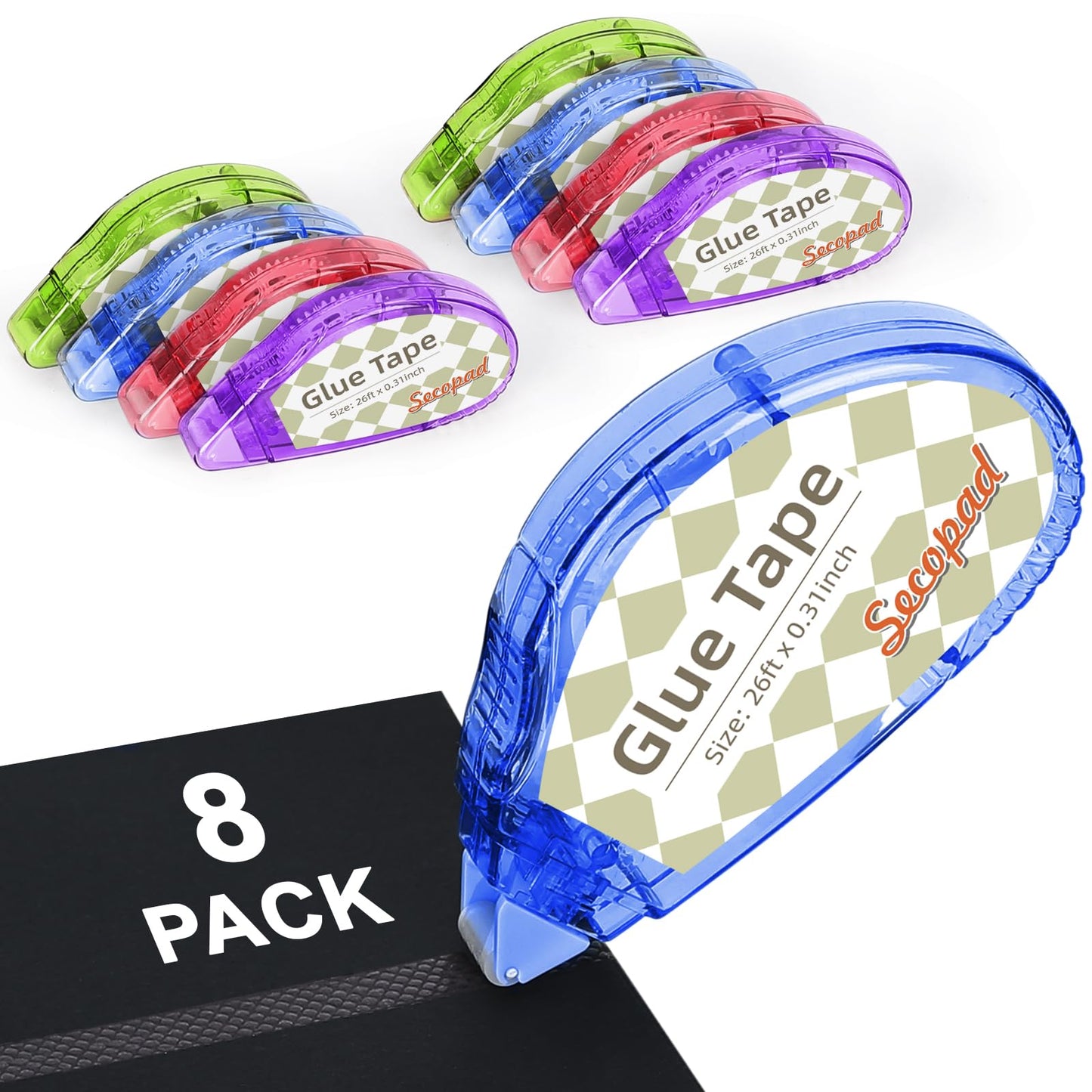 Secopad Scrapbook Tape, Glue Tape for Crafts, 4 Pack, Light-Colored Shell