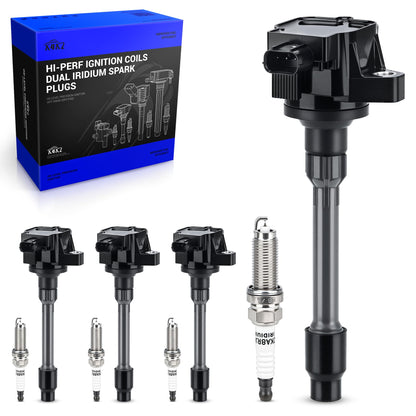 UF667 Ignition Coil & ILZFR6D11 Double Iridium Spark Plug for BMW 2.5-6.0L