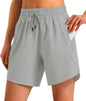 Ksmien Women's 5"/7" Athletic Running Shorts Quick Dry with Zipper Pockets