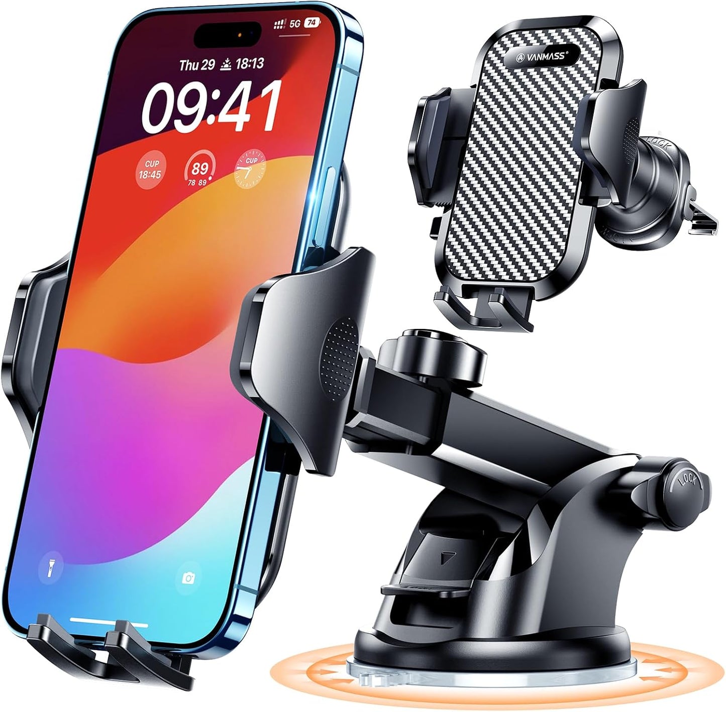 VANMASS Car Phone Holder 2026 Ultimate Military-Grade Strongest Suction & Clip Windshield Dashboard【Newest Best Strongest】Cell Phone Shower & Wall Mounts for iPhone 17 Pro Max 16 15 14 13 Android
