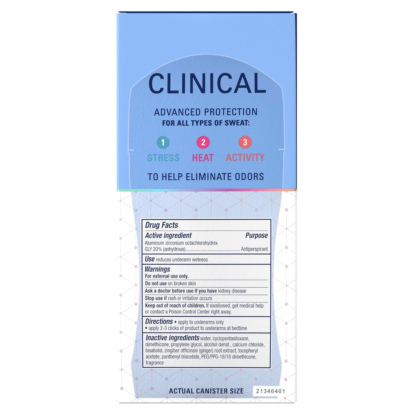 Secret Clinical Strength 100HR Sweat & Odor, Clear Gel Antiperspirant Deodorant for Women, 3X Stress Protection with Hyaluronic Acid, PH Balancing Minerals, Clear Lavender Scent, 2.6 oz