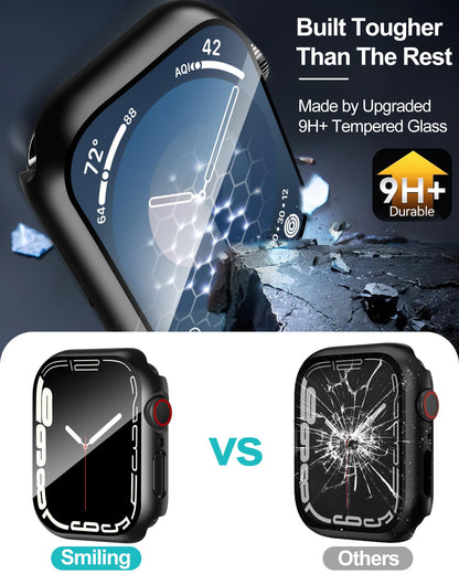 Smiling 2 Pack Case Compatible with Apple Watch SE 3 (2025)/ SE 2/ SE/Series 6/5/4 40mm with Tempered Glass Screen Protector, Hard PC Case Overall Protective Cover- 1 Blue+ 1 Transparent