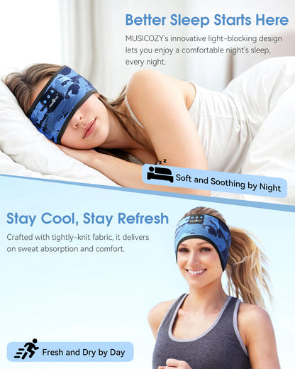 MUSICOZY Sleep Headphones Bluetooth Headband Headphones for Side Sleepers