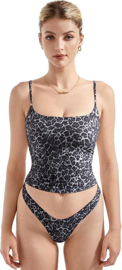 SUUKSESS Women Double Line Square Neck Tank Top Summer Y2K Going Out Basic Cami Shirt
