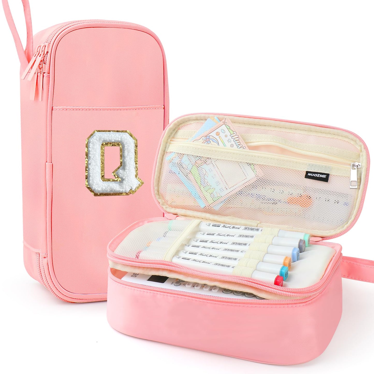 Cute Large Pencil Case Pouch,Personalized Initial Pencil Bag for Girls Boy