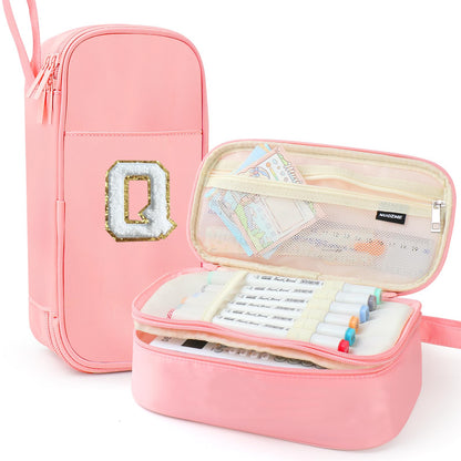 Cute Large Pencil Case Pouch,Personalized Initial Pencil Bag for Girls Boy