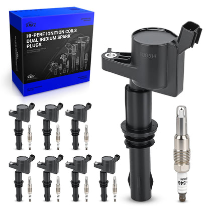 UF667 Ignition Coil & ILZFR6D11 Double Iridium Spark Plug for BMW 2.5-6.0L