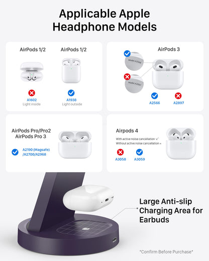 Anlmz 3 in 1 Charging Station - Wireless Charger for Apple Multiple Devices