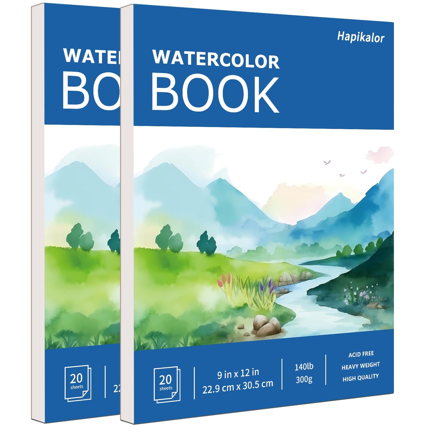Hapikalor Watercolor Paper Pad, 9"x12" Water Color Paper, 140lb/300gsm Teal