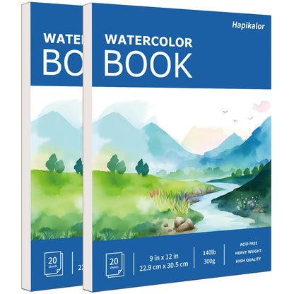 Hapikalor Watercolor Paper Pad, 9"x12" Water Color Paper, 140lb/300gsm Teal