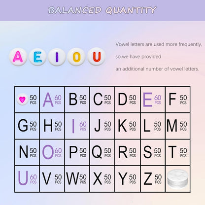 Looconi 810pcs Gold Letter Beads Square 6x6mm White Cube Acrylic Alphabet A-Z with Heart Pattern and Crystal Line for Jewelry Making