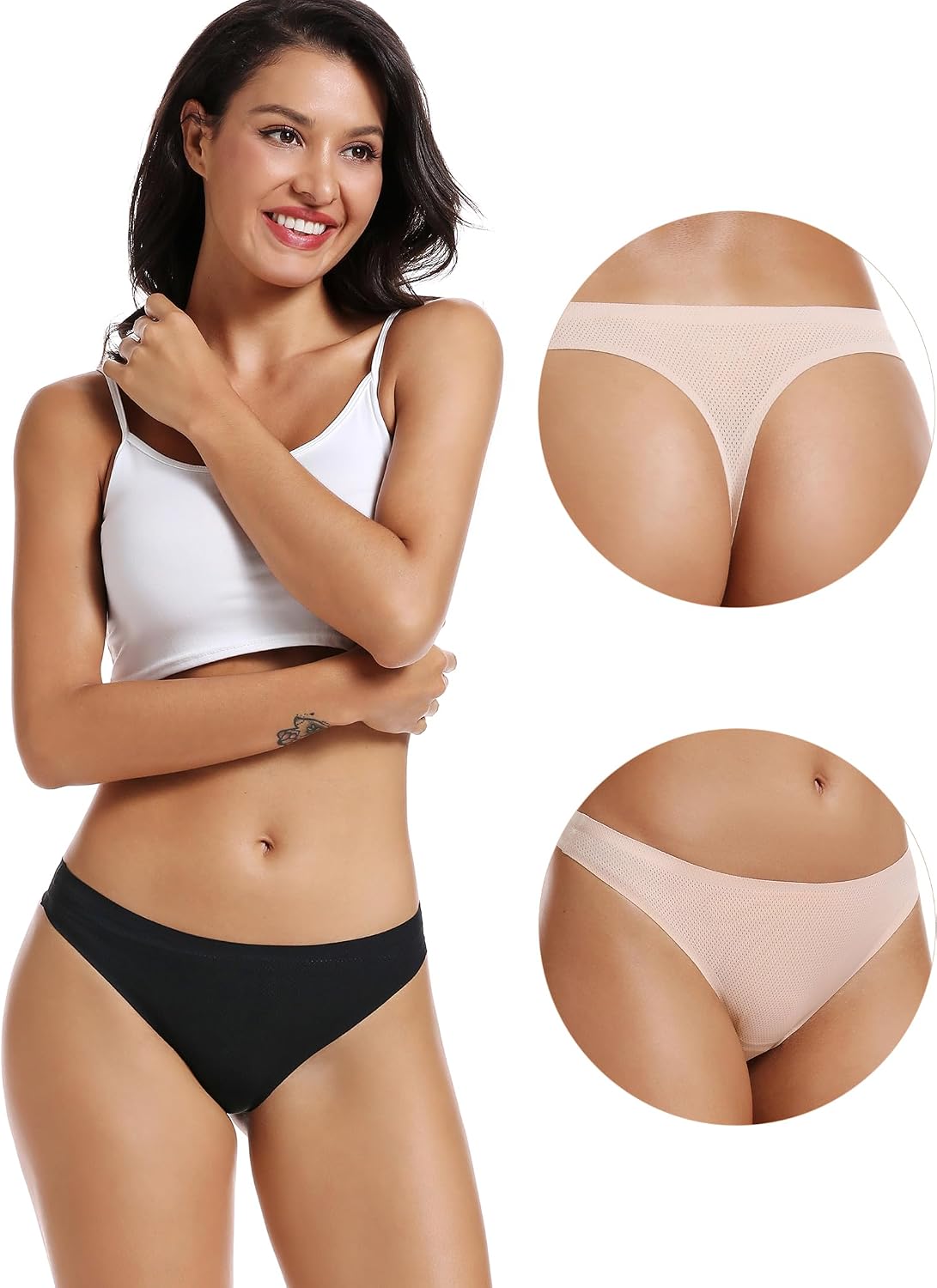 voenxe Seamless Women Underwear Thongs,No Show Ladies Workout Thong,5 Pack