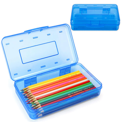 Clear Plastic Hard Pencil box Case with Personalized Sticker for Girl Boy