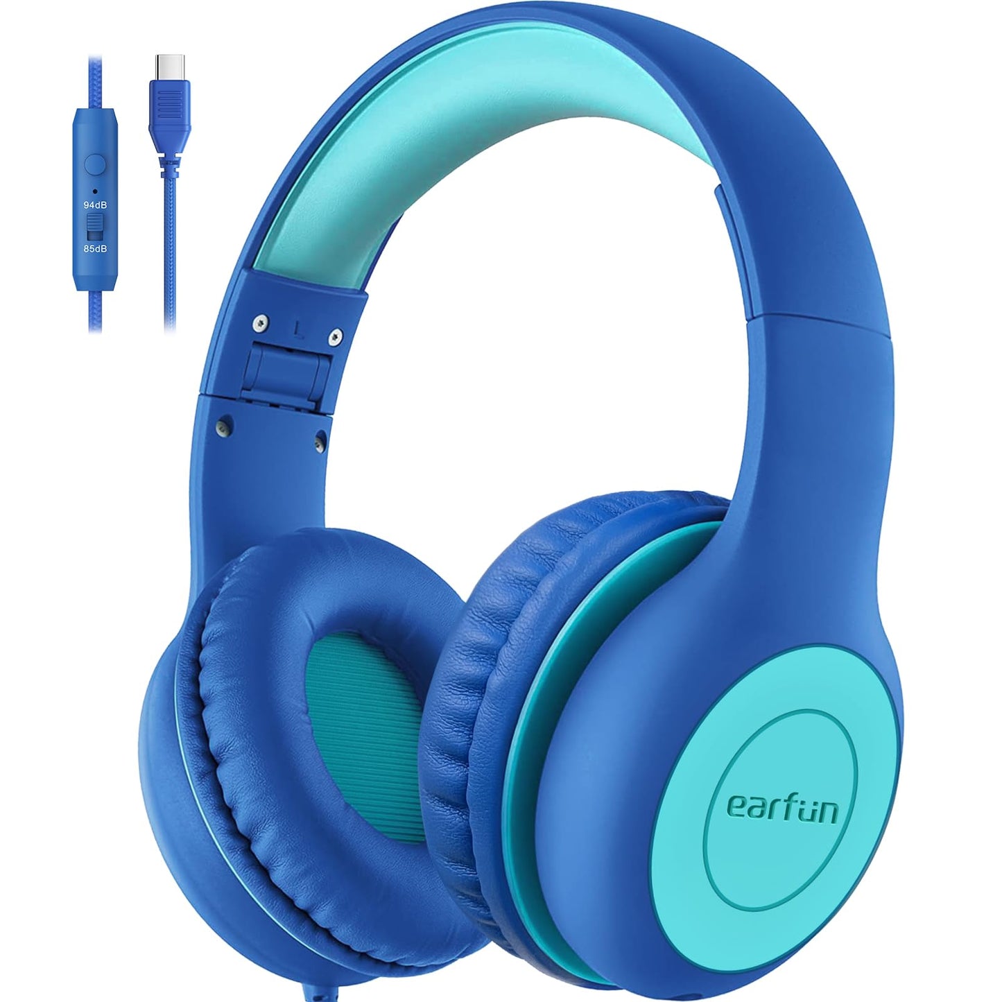 EarFun K1 Kids Headphones Wired with Mic, Volume Limit Headphones for Kids