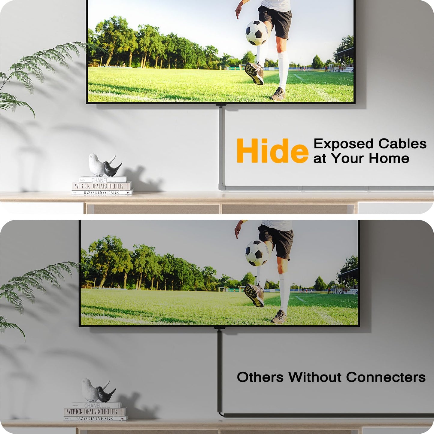 Wire Hider, 157in Delamu Cord Hider Wall, Paintable Wire Covers for Cords, TV Cable Hider Wall Kit, Cable Covers Raceway, Cable Management Hide TV Cords for Wall Mount TV, 10XL15.7 W0.95 H0.55in Brown