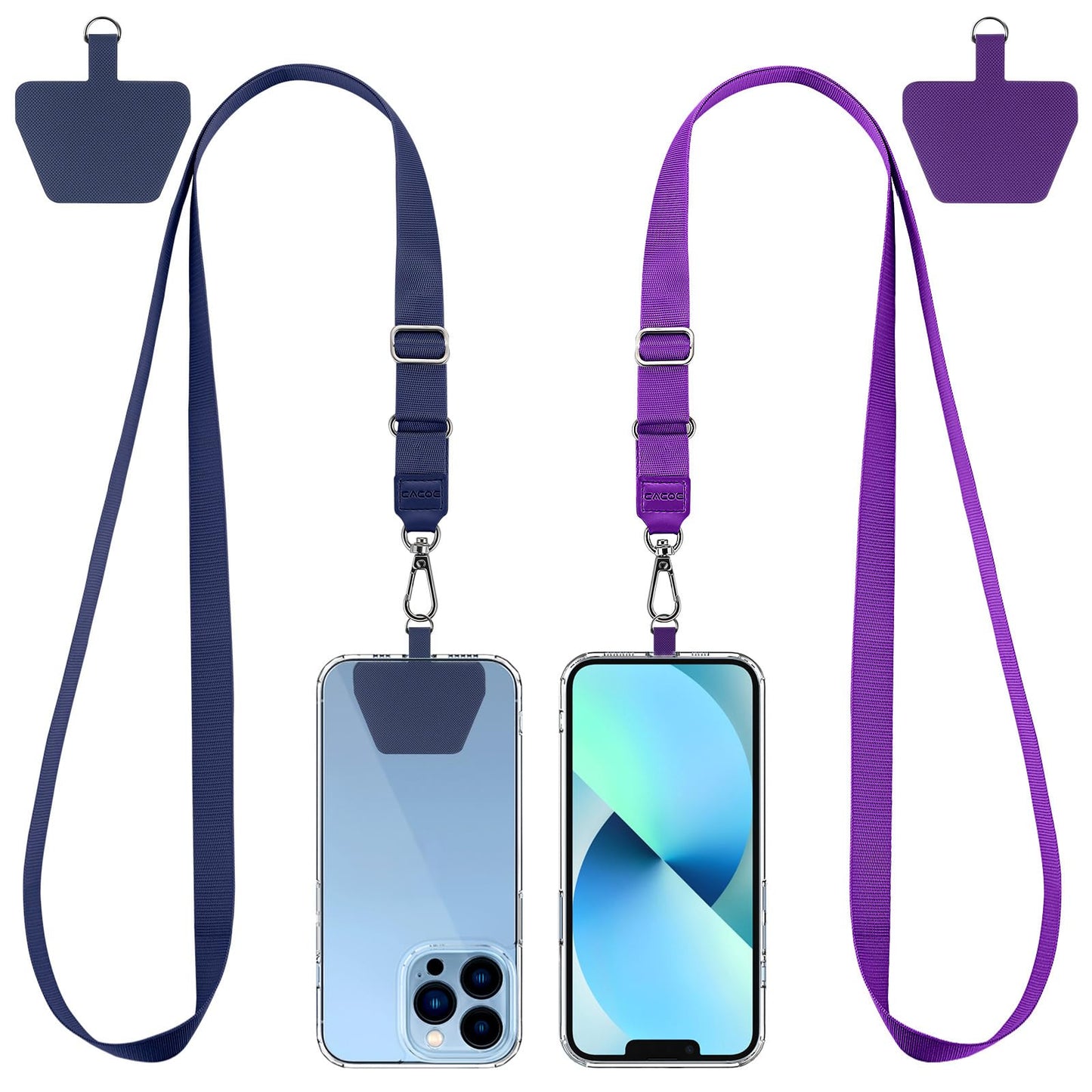 CACOE Phone Lanyard, Black+Dark Blue, 2 Pcs