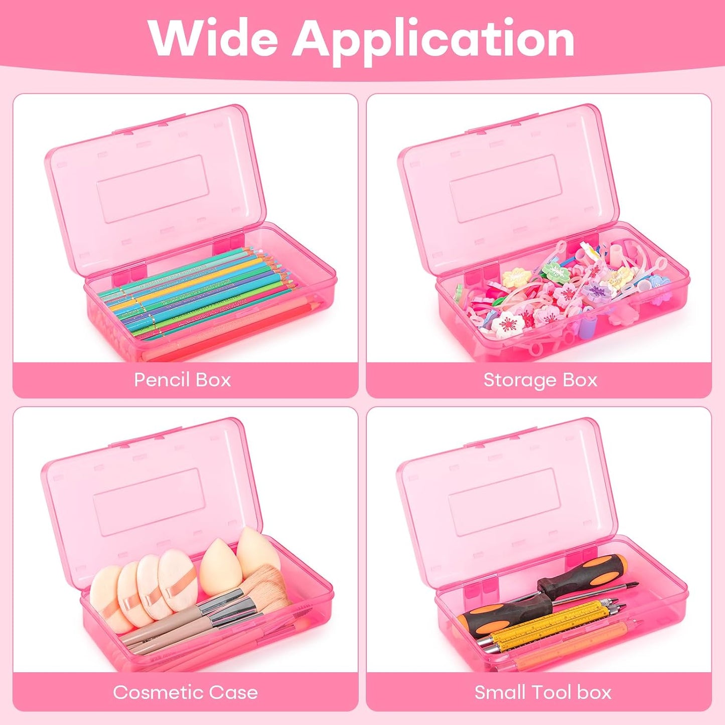 Clear Plastic Hard Pencil box Case with Personalized Sticker for Girl Boy
