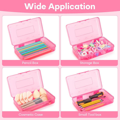 Clear Plastic Hard Pencil box Case with Personalized Sticker for Girl Boy
