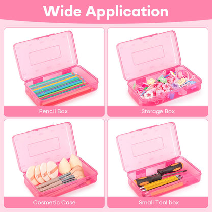 Clear Plastic Hard Pencil box Case with Personalized Sticker for Girl Boy