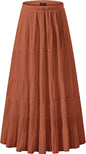 NASHALYLY Women's Chiffon Elastic High Waist Pleated A-Line Maxi Skirts