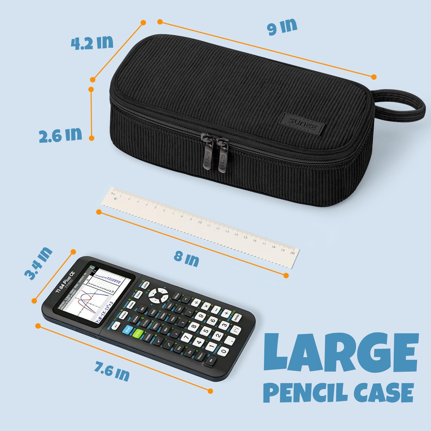 SUNEE Cute Pencil Case, Soft Corduroy Large Capacity Pencil Pouch, Aesthetic Zipper Pencil Bag, Big Storage Pen Organizer for Stationery, Pencil Box Back to School Supplies for Teen Girls Boys, Beige