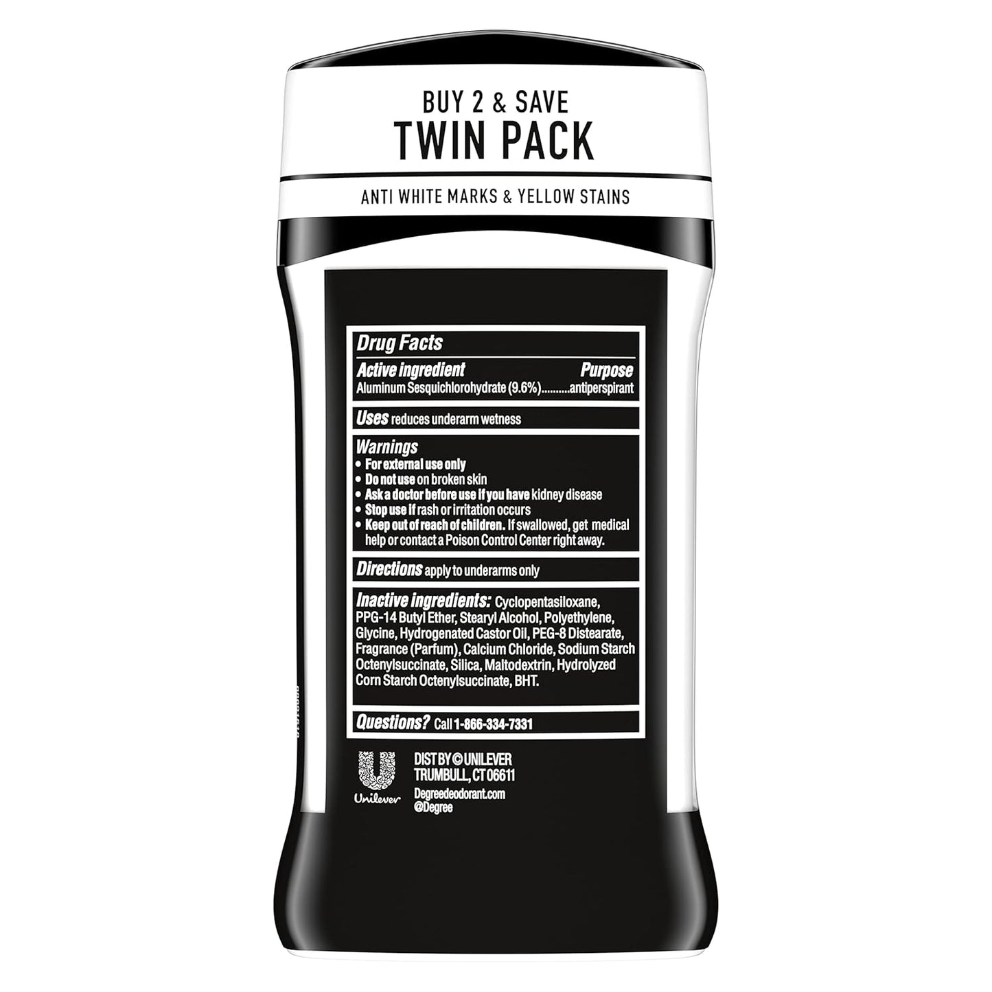 Degree Men UltraClear Antiperspirant Black+White Sweat & 2 Count 2.7 oz