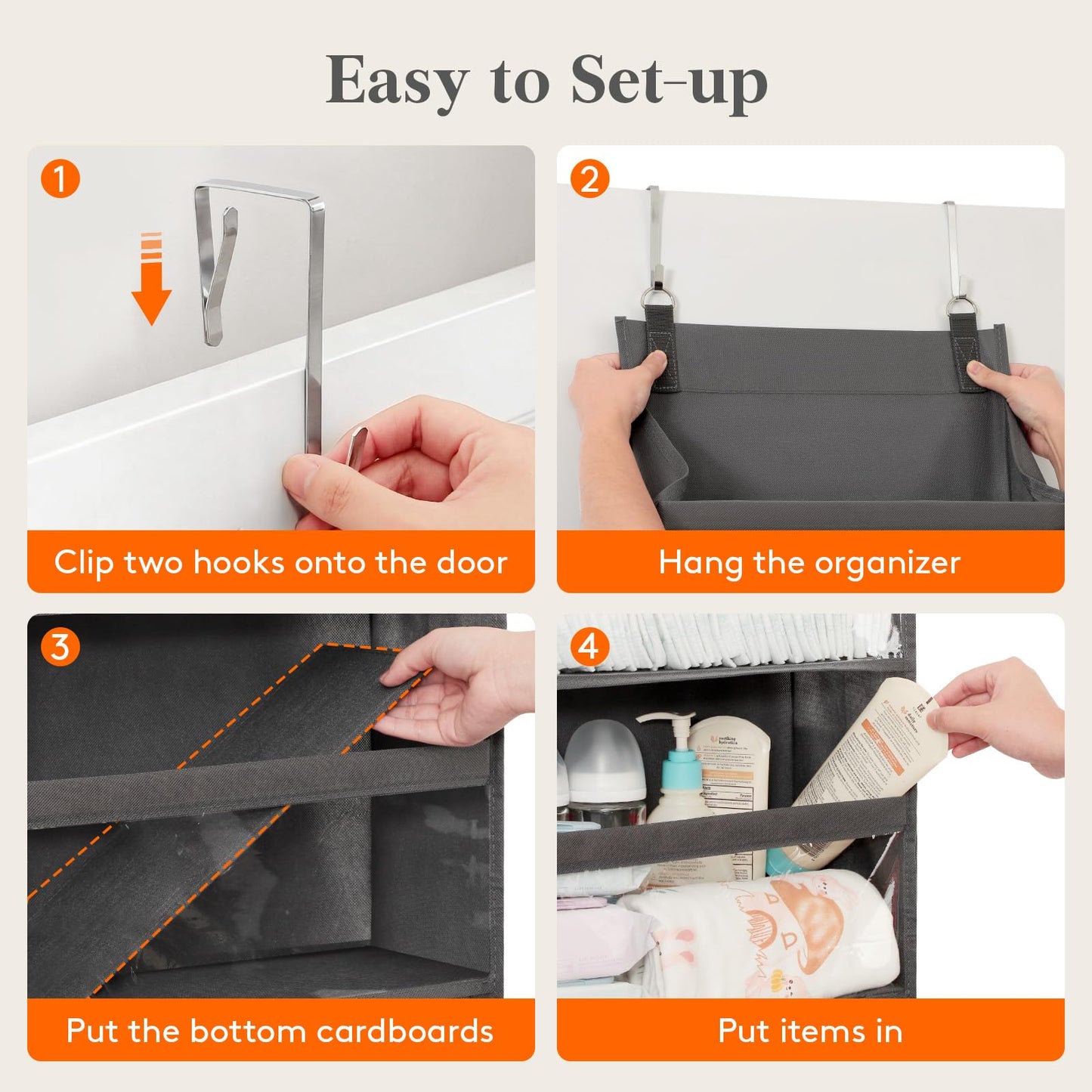 Lifewit 1 Pack Over the Door Organizer, 5 Section Hanging Storage, Beige