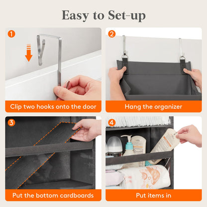 Lifewit 1 Pack Over the Door Organizer, 5 Section Hanging Storage, Beige
