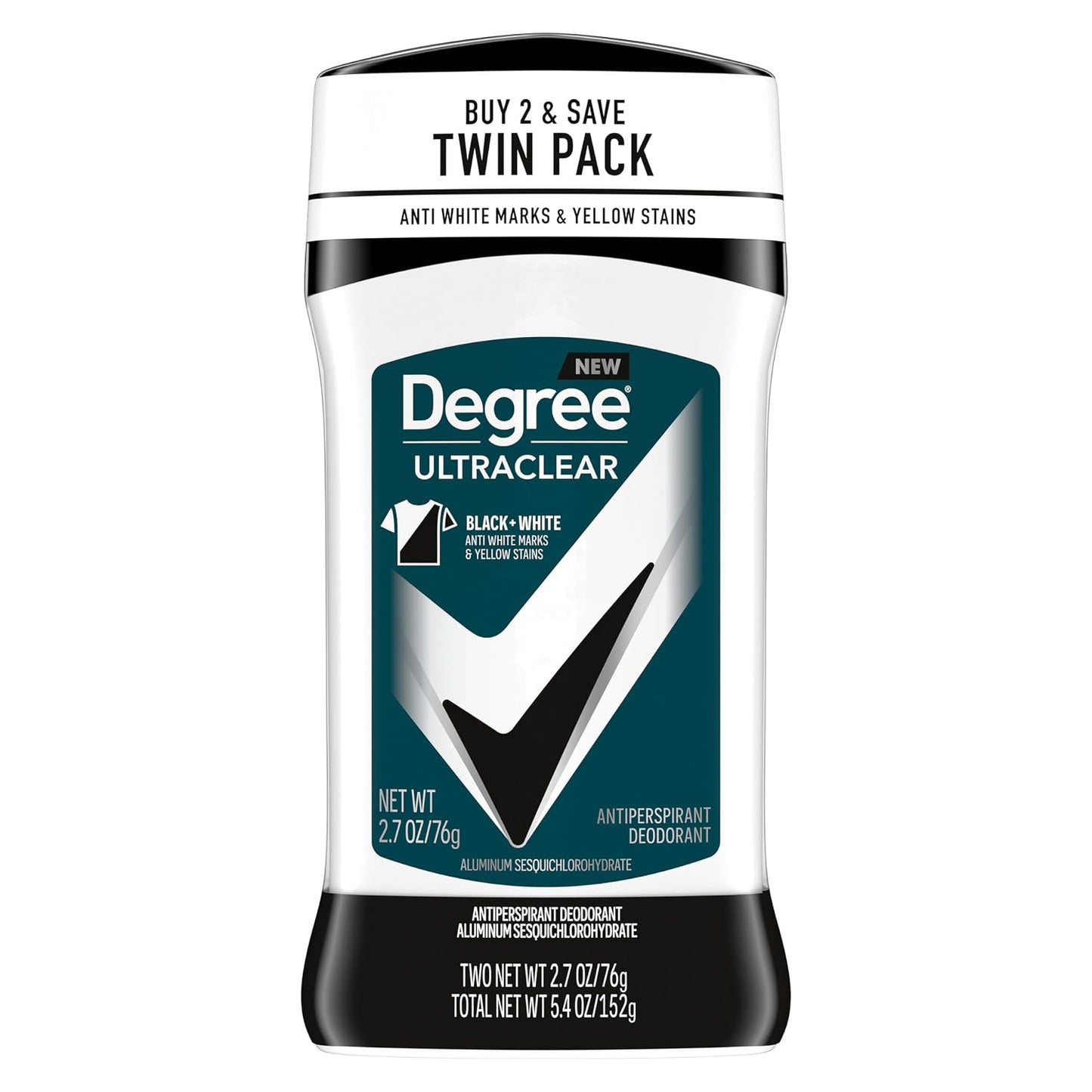 Degree Men UltraClear Antiperspirant Black+White Sweat & 2 Count 2.7 oz