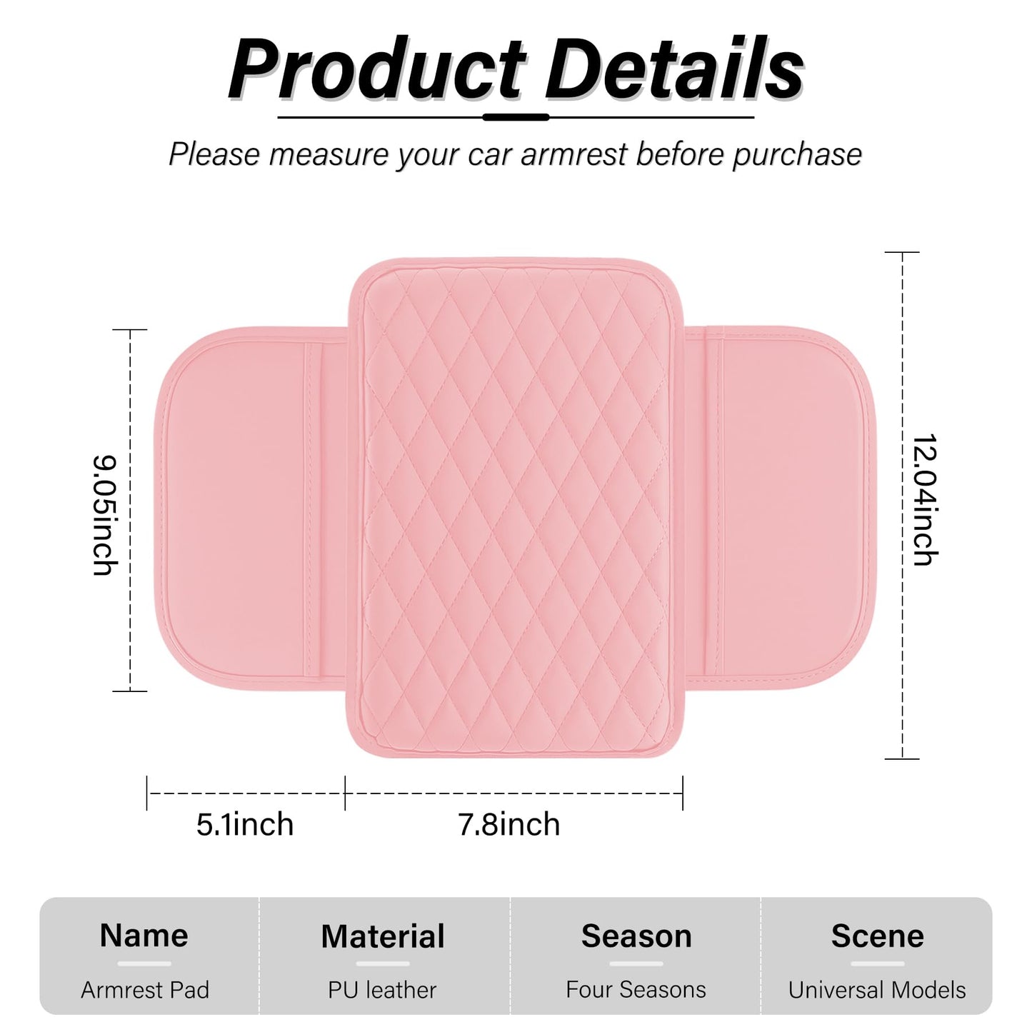 Amiss Car Center Console Cover, Upgraded Leather Car Armrest Cushion with 2 Storage Pockets, Universal Waterproof Cushion Pad, Non-Slip Car Interior Accessories, Fits Most Sedans SUVs Trucks (Black)
