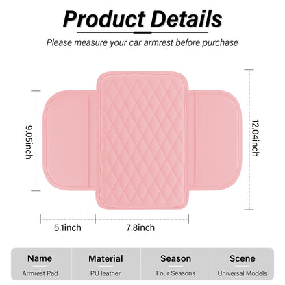 Amiss Car Center Console Cover, Upgraded Leather Car Armrest Cushion with 2 Storage Pockets, Universal Waterproof Cushion Pad, Non-Slip Car Interior Accessories, Fits Most Sedans SUVs Trucks (Black)