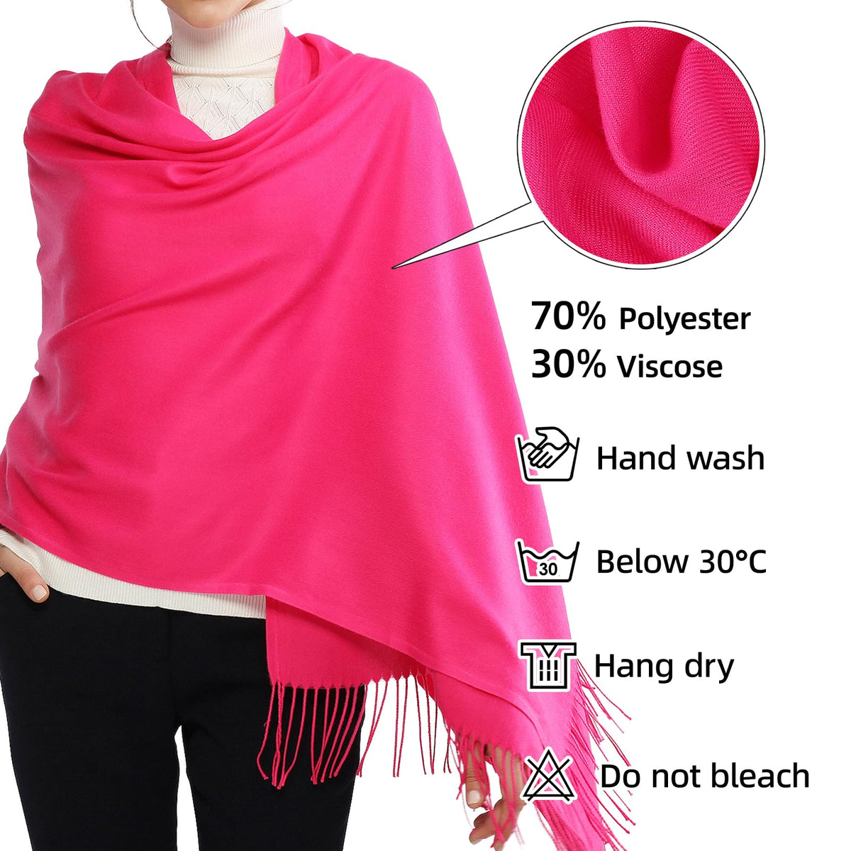 RIIQIICHY Women's Fringe Shawl Wrap Pashmina Scarf for Wedding Evening
