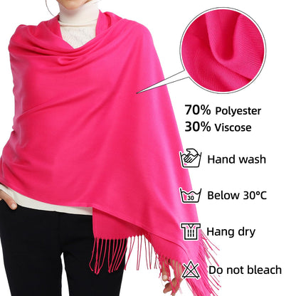 RIIQIICHY Women's Fringe Shawl Wrap Pashmina Scarf for Wedding Evening