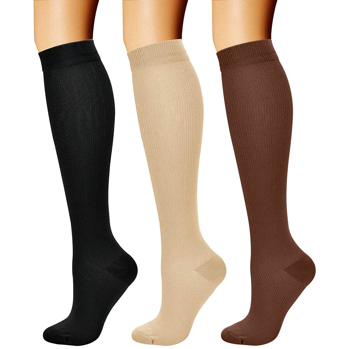 CHARMKING Compression Socks for Women & Men Circulation (3 Pairs) 15-20 mmHg is Best Support for Athletic Running Cycling
