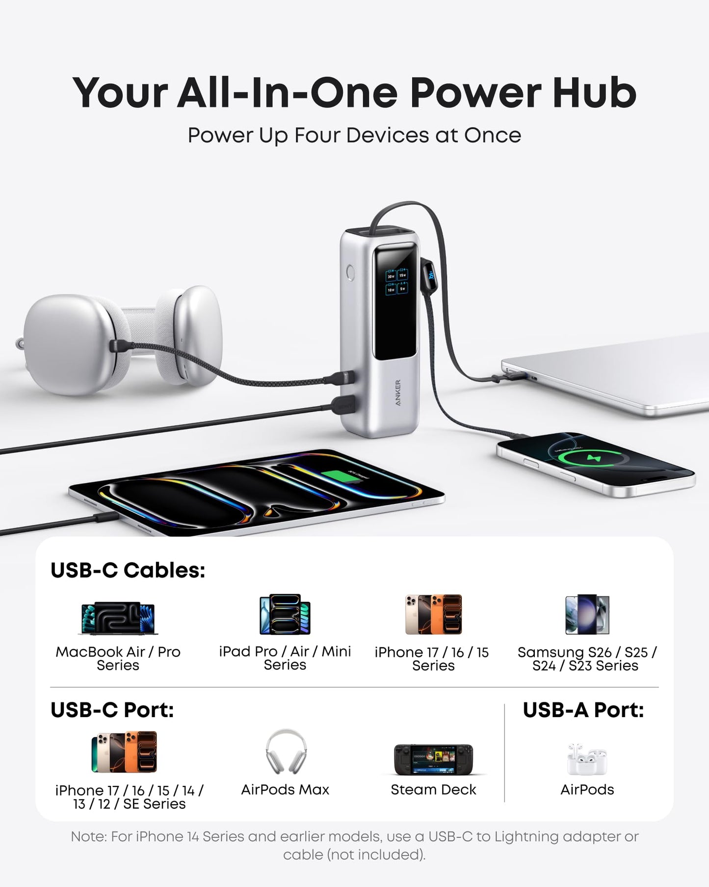 Anker Laptop Power Bank, 25,000mAh Travel Essential with 165W Total Output