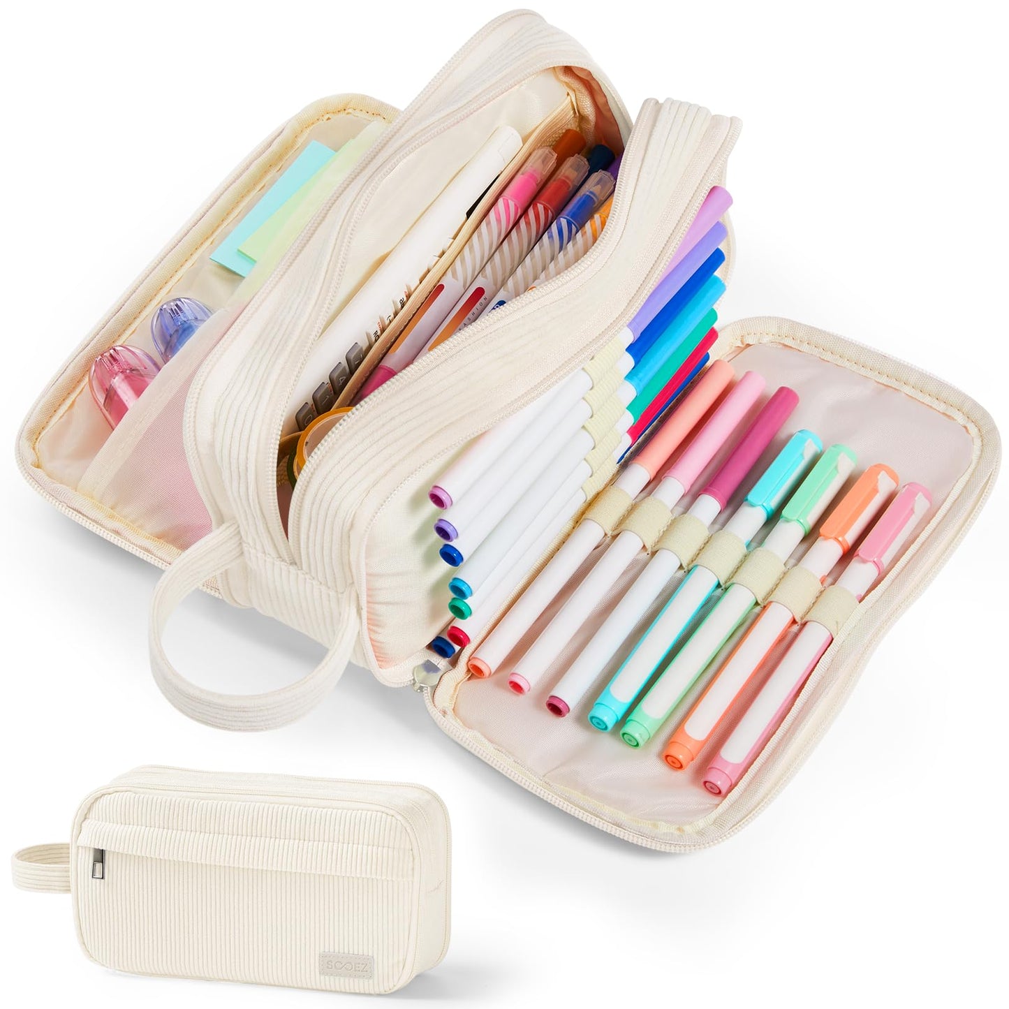 Sooez High Capacity Pencil Case, Soft Corduroy Pencil Pouch