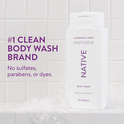 Native Clean Body Wash, Gentle & pH-balanced for Sensitive Skin, 24-Hr Freshness for Women & Men, Vegan & Cruelty-Free, Free of Sulfates, Parabens & Phthalates, Cashmere & Rain, 18 fl oz