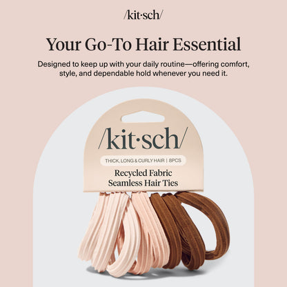 Kitsch Elastic Hair Ties No Damage | Stretchable Hair Bands - Neutral 12pcs
