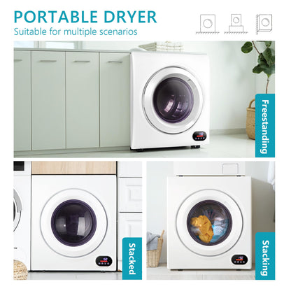Euhomy Portable Clothes Dryer for Laundry, 1.5 Cu. Ft. Small Portable Dryers for Clothes, 120V Electric Dryer with Stainless Steel Drum, 850W Dryer Machine for Apartments, White